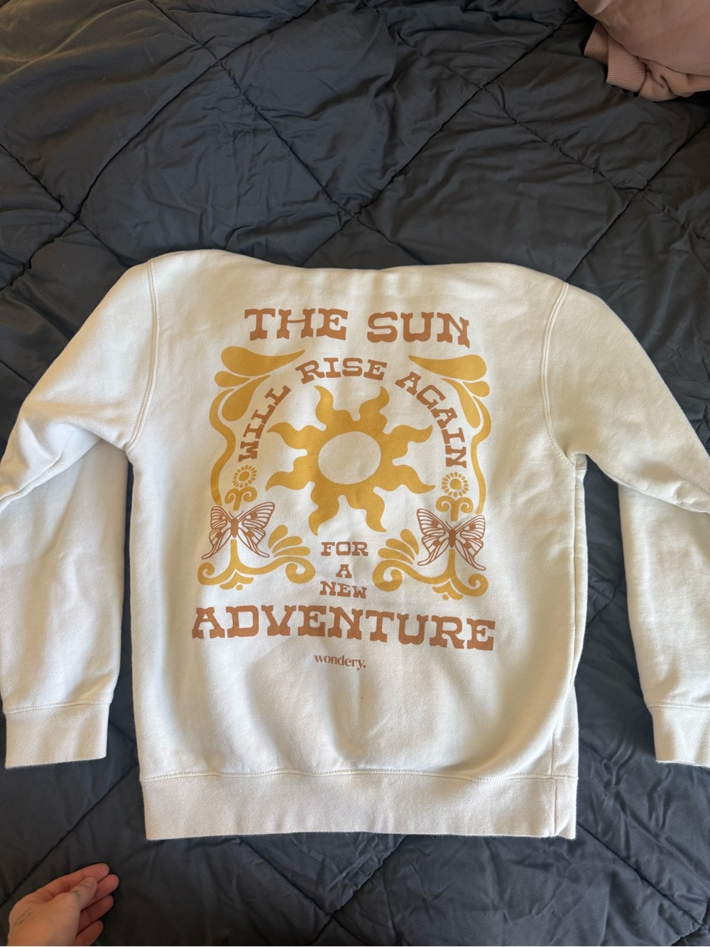 Wonderly Cream Crewneck Sweatshirt with Gold Sun Graphic